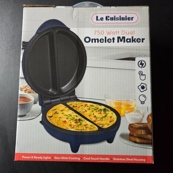 Le Cuisinier Dual Omelet Maker Blue, Non-stick, 750 Watt - Picture 1 of 4